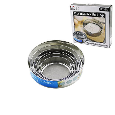 RAUND STRAİNER 6PCS METAL UN ELEK SETİ 15-17.5-19-20.5-24-27CM (5365)