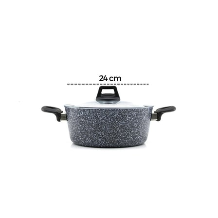 GRİ 7 PARÇA GRANİT TENCERE - TAVA SETİ 20-24CM DERİN - 27CM BASIK CAM KAPAK TENCERE - 26CM TAVA (5365)