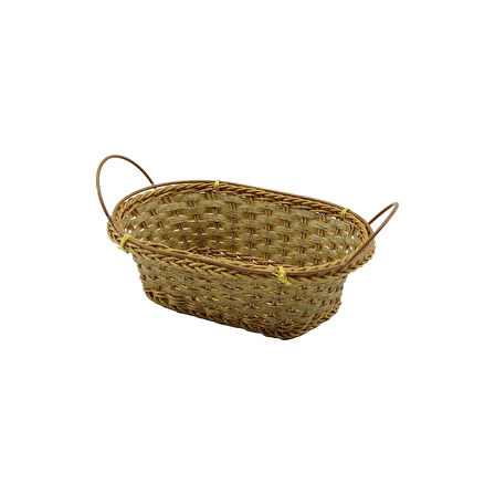 OVAL PLASTİK HASIR EKMEK - ÇOK AMAÇLI SEPET KULPLU - METAL İSKELET TABAN:11X18- AĞIZ:18X24.5CM D:8CM (5365)