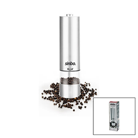 SİNBO SHB-7502 PİLLİ  OTOMATİK TUZ - KARABİBER ÖĞÜTÜCÜ IŞIKLI  ÇELİK GÖVDE  AKRİLİK HAZNE (5365)