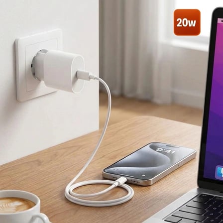 20W Hızlı Şarj Adaptörü USB-C to Lightning Kablolu – PD Destekli Süper Hızlı Şarj Cihazı (5365)