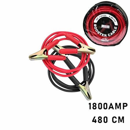 1800 AMPER TIR İÇİN AKÜ TAKVİYE KABLOSU 4.8MT - PENCERELİ BEZ ÇANTALI  (5365)