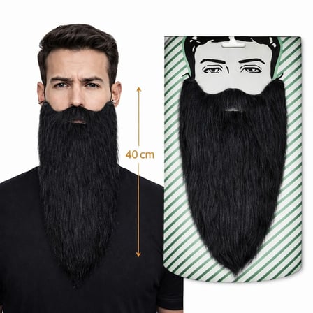 Siyah Renk Lastikli Uzun Takma Sakal 40 cm (5365)