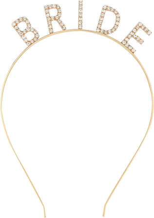 Altın Gold Renk Bekarlığa Veda Kristal Taş Bride Tacı İthal 16x10 cm (5365)