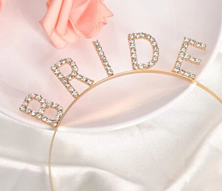 Altın Gold Renk Bekarlığa Veda Kristal Taş Bride Tacı İthal 16x10 cm (5365)