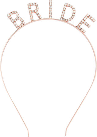 Rose Gold Renk Bekarlığa Veda Kristal Taş Bride Tacı İthal 16x10 cm (5365)