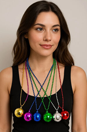 70&amp;apos;ler 80&amp;apos;ler ve 90&amp;apos;lar Temalı Disko Topu Kolye Seti 6 Adet (5365)