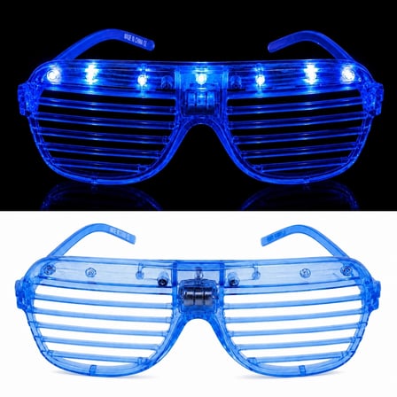 LED Işıklı Panjur Parti Gözlüğü Mavi Renk Shutter Gözlük (5365)