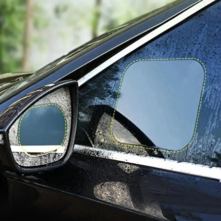 4 Parça Yan Aynalar ve Yan Camlar İçin Araç Ayna Yağmur Kaydırıcı ve Cam Buğu Önleyici Film Seti (5365)