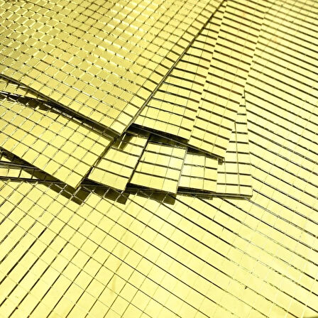 Kare Gold Cam Mozaik Fayans Çıkartmaları El İşi Kare Cam Fayans Kendinden Yapışkanlı Aynalı Dekor Panel 30x30 Cm (5365)