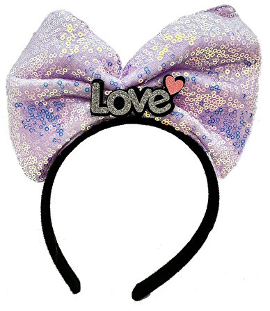 Led Işıklı 3 Farklı Fonksiyonda Yanan Gümüş Love Yazılı Lila Fiyonk Taç 20X17 cm (5365)