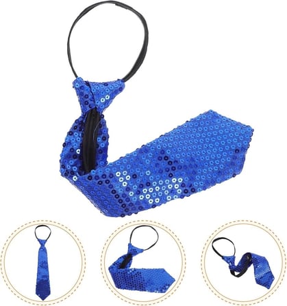 Mavi Renk Pul Payetli Işıltılı Parti Kravatı 33 cm (5365)