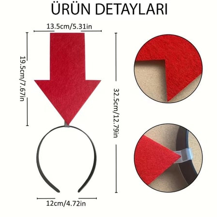 Kişiselleştirilebilir Ok Taç – Üzerine Yazı Yazılabilen Parti Tacı Kırmızı Renk (5365)
