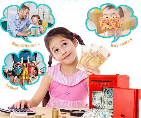 Elektronik Şifreli Kasa Otomatik Kağıt Para Alan ATM Kumbara (5365)