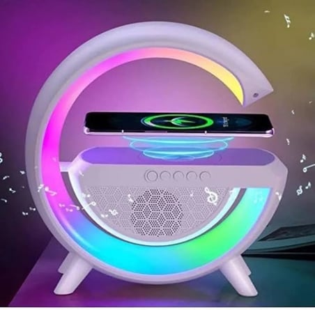 Kablosuz Telefon Şarj Bluetooth Hoparlör Istasyonu Ses Rgb Atmosfer Gece Işık Bt-2301 (5365)