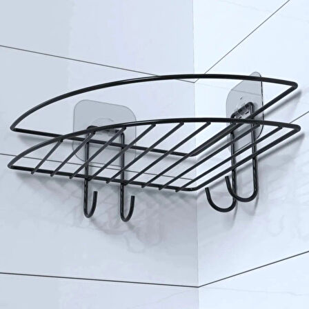 Yapışkanlı Banyo Köşeliği Kancalı Köşe Rafı Duş Şampuanlık Duvar Düzenleyici Organizer Raf (5365)