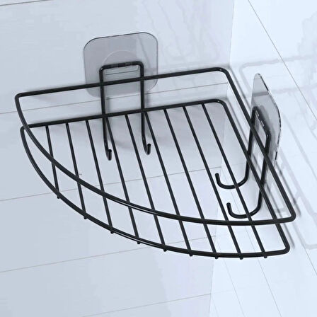 Yapışkanlı Banyo Köşeliği Kancalı Köşe Rafı Duş Şampuanlık Duvar Düzenleyici Organizer Raf (5365)