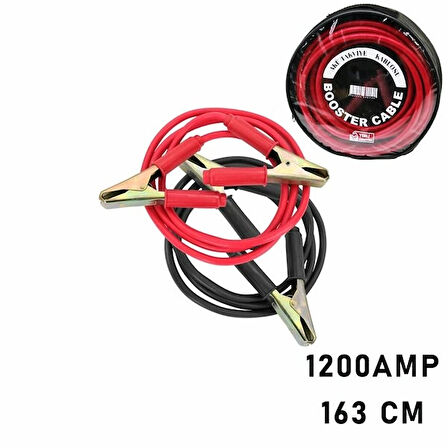 1200 AMPER AKÜ TAKVİYE KABLOSU 1.63MT - PENCERELİ BEZ ÇANTALI (5365)