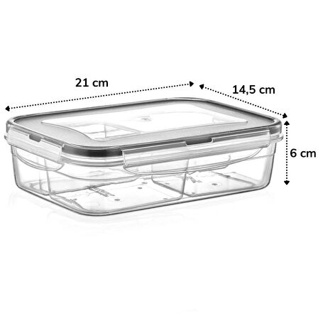 4 Bölmeli Sızdırmaz Contalı Kilitli Kapaklı 1 Litre Erzak Saklama Kabı -LC520 (5365)