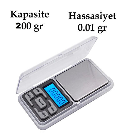 Dijital Hassas Elektronik Kuyumcu Cep Terazisi Tartı 200 gr / 0.01 gr (5365)