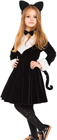 Kedi Kostüm Taç Kuyruk Papyon Seti 1 Adet (5365)