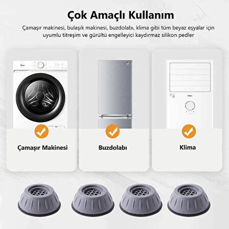 Çamaşır Makinesi Titreşim Önleyici Kaydırmaz Vantuzlu Stoper Set (5365)