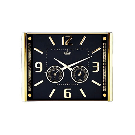 PREMİUM BAROMETRELİ ISI - NEM ÖLÇER KABARTMA RAKAMLI DUVAR SAATİ 41.5X32CM  707-A-1 (5365)