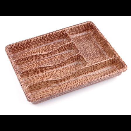 AHŞAP RENK - 5 BÖLMELİ ÇEKMECE İÇİ KAŞIKLIK 36X29CM (5365)
