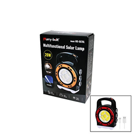 3IN1 20W SOLAR - USB ŞARJLI EL FENERİ - POWERBANK EL ÇANTASI MODELİ (5365)