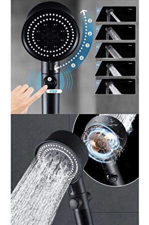 Duş Başlığı Pervaneli Serinletici Tasarım 5 Modlu (5365)