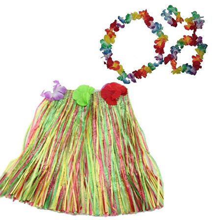 Luau Aloha Hawaii  Kolye Etek Taç ve Bileklik Seti (5365)