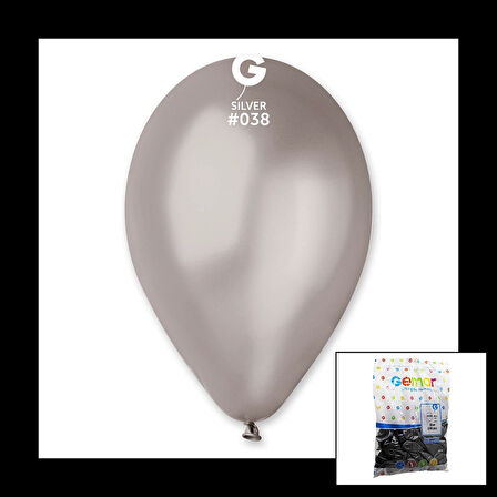 GM-110-38 METALİK - GÜMÜŞ BALON 11&amp;apos;&amp;apos; - 28CM - 100 PARÇA (5365)