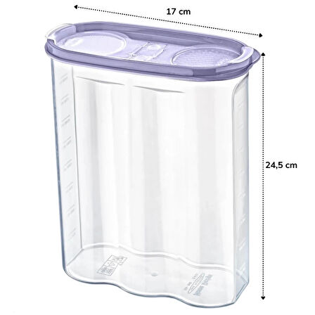 2 Kapaklı Ölçekli Erzak Kuru Gıda Saklama Kutusu Kabı 2,4 Litre-SA940 (5365)