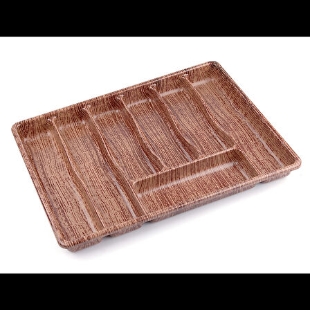 BÜYÜK - AHŞAP RENK - 7 BÖLMELİ ÇEKMECE İÇİ KAŞIKLIK 50X37CM (5365)