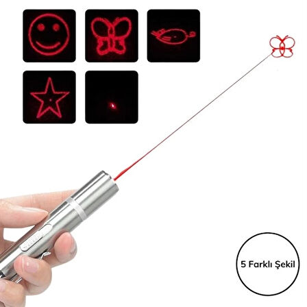 Usb İle Şarj Edilebilen 3In 1 Kırmızı Işık +Beyaz Led Meşale Işık + Uv El Feneri Kedi Lazeri (5365)