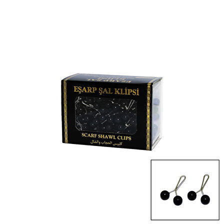 SİYAH 100 PARÇA  EŞARP BAŞÖRTÜ - ŞAL KLİPSİ (5365)