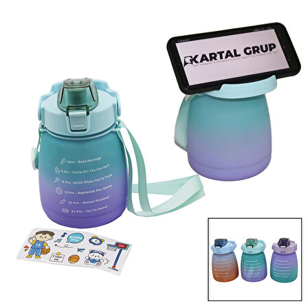 1.3LT - TOMBUL PİPETLİ RENKLİ PLASTİK SULUK MATARA KİLİTLİ KAPAKLI - TELEFONLUKLU (5365)