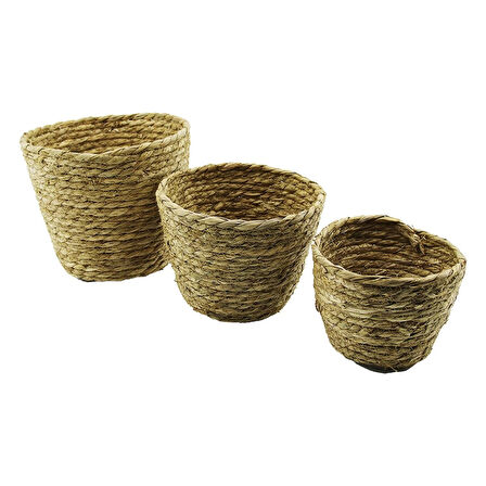 3 BOY YUVARLAK HASIR ORGANİZER SEPET Ç: 15-18-20CM - Y: 11-14-16CM (5365)