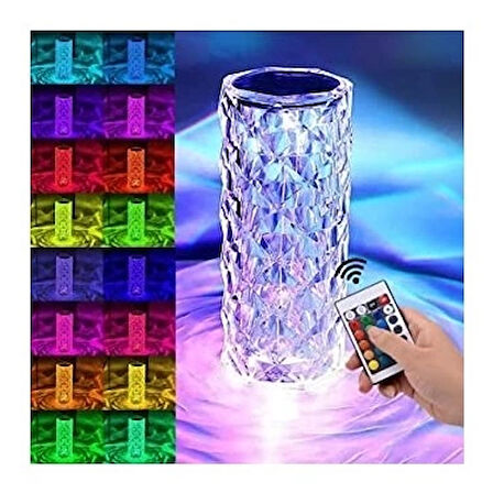 Kristal Elmas Masa Lambası 16 Renk USB Şarjlı Dokunmatik (5365)