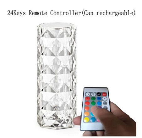 Kristal Elmas Masa Lambası 16 Renk USB Şarjlı Dokunmatik (5365)