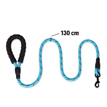 Reflektörlü Fosforlu Köpek Gezdirme Halatı Tasma Kayışı Metal Kancalı 130 cm (5365)