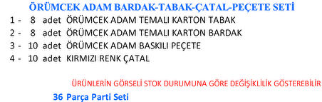 ÖRÜMCEK ADAM BARDAK-TABAK-ÇATAL-PEÇETE SETİ