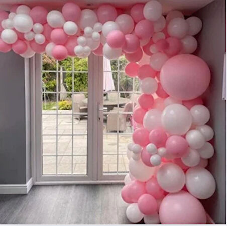 100 ADET PEMBE-BEYAZ BALON SETİ