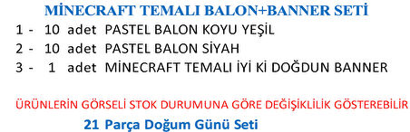MİNECRAFT TEMALI BALON+BANNER SETİ