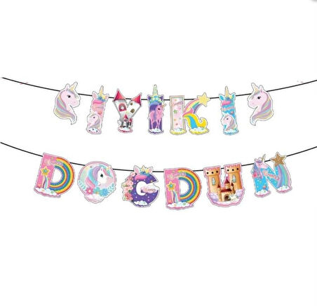 UNİCORN KARAKTERLİ İYİ Kİ DOĞDUN BANNER
