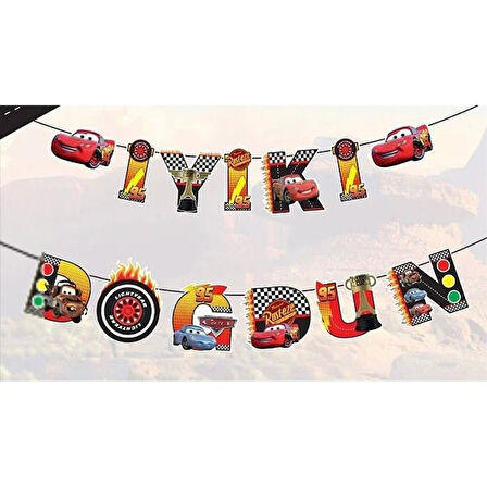 ARABALAR CARS (ŞİMŞEK MCQUEEN) KARAKTERLİ İYİ Kİ DOĞDUN BANNER