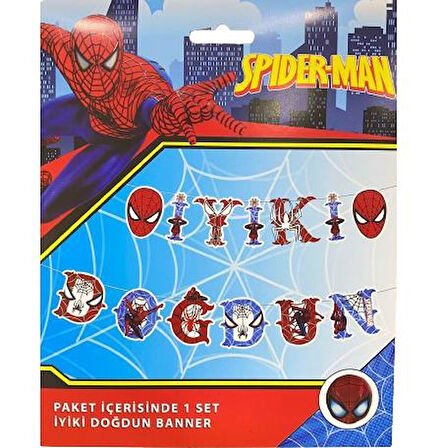 ÖRÜMCEK ADAM KARAKTERLİ İYİ Kİ DOĞDUN BANNER