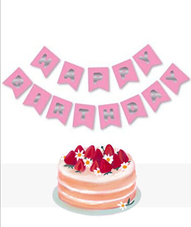 PEMBE -GÜMÜŞ HAPPY BIRTHDAY BANNER