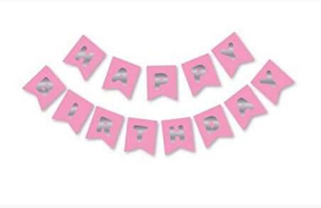 PEMBE -GÜMÜŞ HAPPY BIRTHDAY BANNER