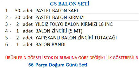 TARAFTAR SARI, KIRMIZI 60 ADET BALON 2 ADET YILDIZ FOLYO BALON SETİ 
